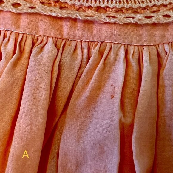 Custom Dyed Orange Ombre Dress Lace & Ribbon Trim With Wide Sash - Picture 5 of 8